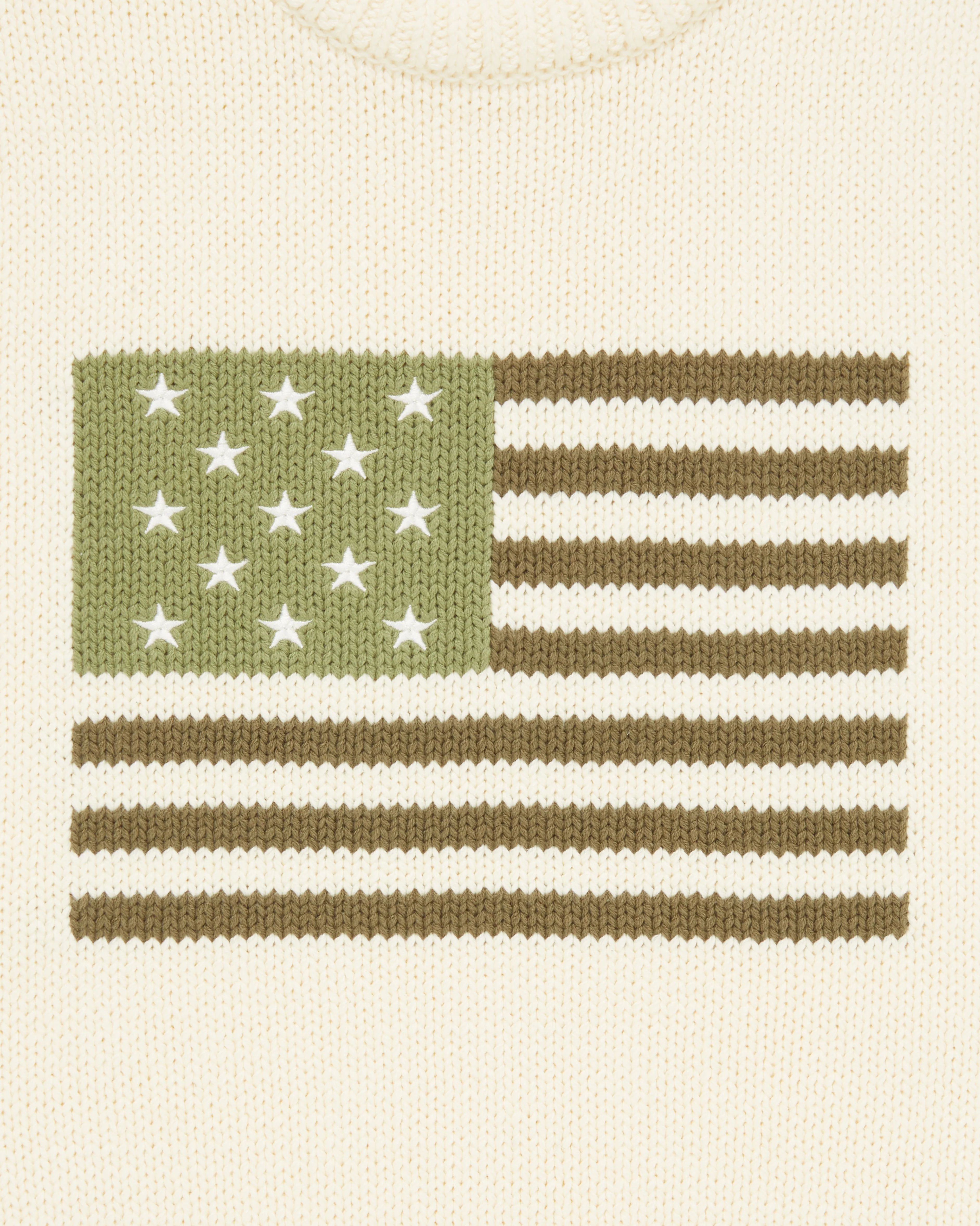 Big Green Flag Knit Sweater Cream - Image 3