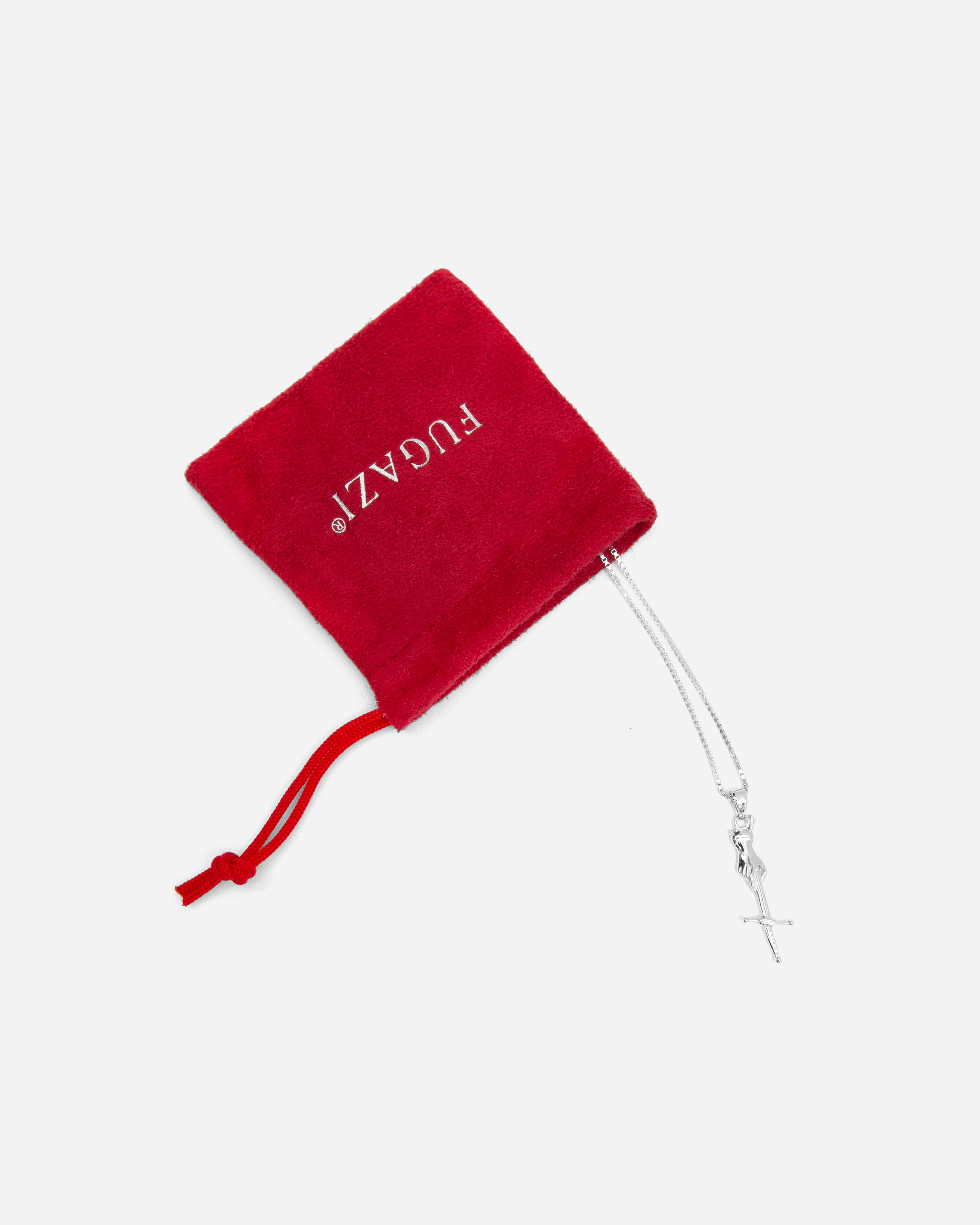 Hand & Dagger Necklace White Gold - Image 3